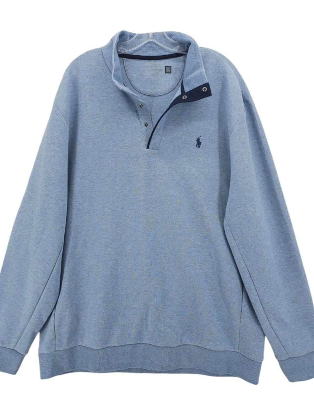 POLO RALPH LAUREN Men's Blue 1/4 Snap Sweatshirt Cotton Blend Pony Logo Size XXL